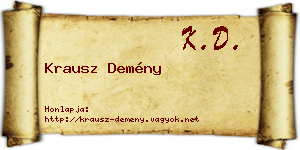 Krausz Demény névjegykártya